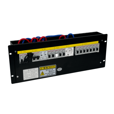 PD-AC63-32DC 63A 1-Fase Sistema de Transferencia Manual 5-salidas-AC 1-SchukO 7-salidas-DC Bastidor 4U