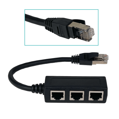 RJ45-CP3 Divisor de Red Ethernet CAT6 Adaptador 1-RJ45-Macho 3-RJ45-Hembra