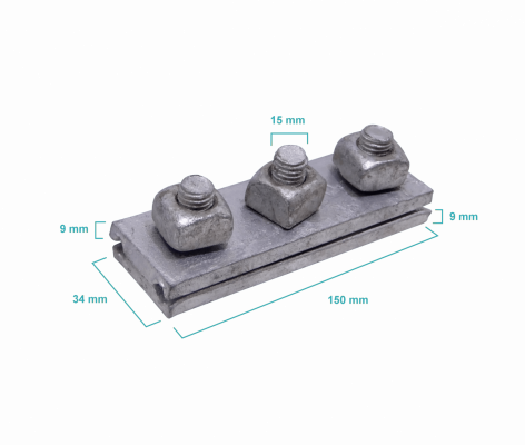 GTL00032 Abrazadera de Fijación para Poste de 3 Tornillos 5/8T/VTRC 150x34x9x15mm