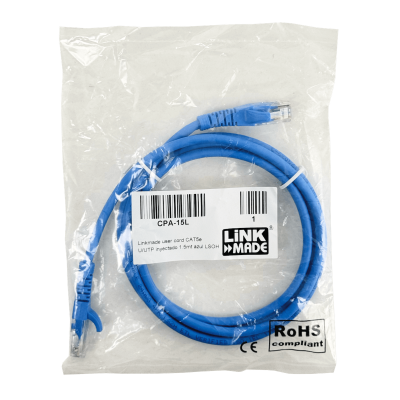 CPA-15L LINKMADE Cable de Conexión Multifilar Inyectado CAT5E Azul LSZH de 1,5 Metros