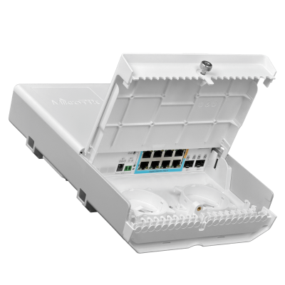 NETPOWER-LITE-7FR MIKROTIK 8-1000(7PoE-in) 2-SFP+10G SwOS necesita12-57V CSS610-1Gi-7R-2S+OUT