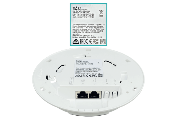 CAP-AC Punto de Acceso MIKROTIK 2x2 2dBi, 2.4GHz N300, 5GHz AC867, Licencia 4, incluye fuente 24V, 2 puertos 1000Mbps con PoE Pass, 26dBm