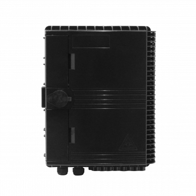 BOX-16N Caja de Fibra Óptica NAP Negra Rectangular para 16 Empalmes con 2 Prensaestopas IP65 con Llave requiere acopladores