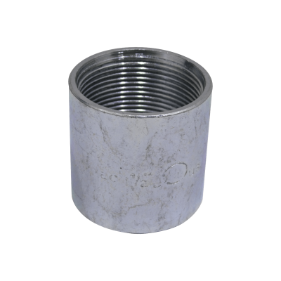 M15-COP Acople cilíndrico de acero zincado de 1-1/2 pulgadas, longitud total 54mm, con rosca interna