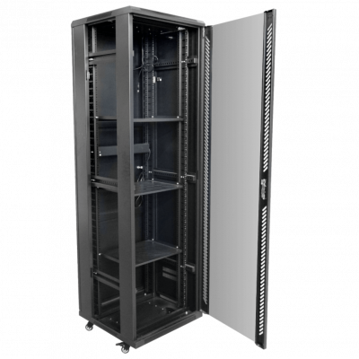 RK42-6L LINKMADE Armario rack de vidrio 42U 600mm fondo 60cm con turbina, PDU y bandeja color negro