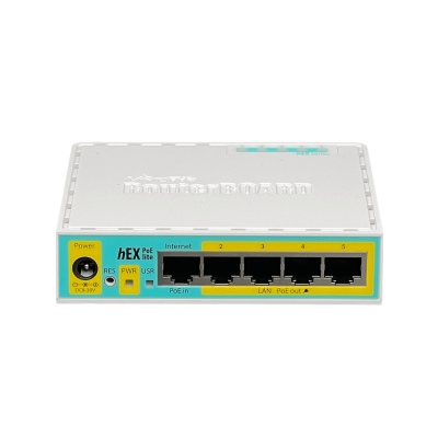 HEX-POE-LITE MIKROTIK requiere-cable 5-100 PoE-entrada/salida-12W USB L4 64mb incluye/24V RB750UPr2