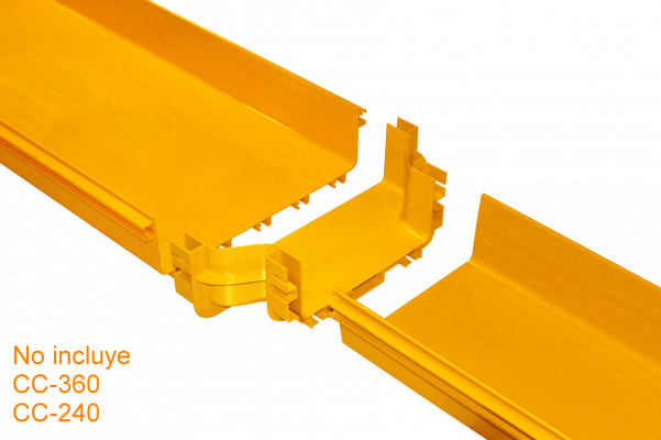 CCA-360-U1H Adaptador hembra reductor de 360x100 a 240x100mm color amarillo material PC+ABS libre de halógenos