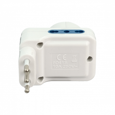 ELG-3KS Adaptador Triple Schuko/IH a IM 6A 250V 1500W Blanco con Interruptor Luminoso