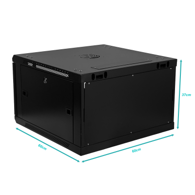 RK06-6LD LINKMADE Desmontable 6U 60CM-Profundidad Armario Rack Pared Muro Negro