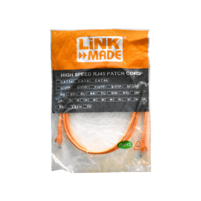 CP6B-15L LINKMADE Cable de parcheo CAT6 NARANJA LSZH 1,5 metros con conectores inyectados multifilar