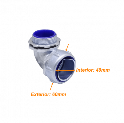 M15-SAC Codo Metálico Prensaestopas de 1-1/2 Pulgadas para Tubería Flexible Aislante IP65