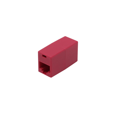 RJ45-CR Acoplador hembra-hembra RJ45 de color rojo para unión o empalme de red