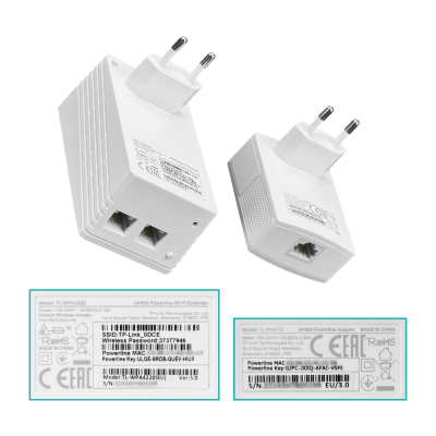 TL-WPA4220KIT TP-LINK Kit Powerline AV600 compuesto por adaptador WPA4220-WiFi-N300/puerto 2-100 y extensor PA4010-300MBPS/puerto 1-100