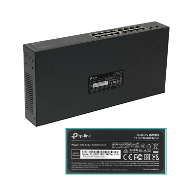 TL-SG1016D Conmutador Gigabit TP-LINK de 16 Puertos 1000Mbps Perfil Angosto No Gestionable para Rack
