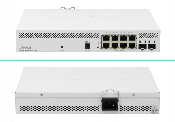 CSS610-8P-2S+IN-LIQ MIKROTIK REACONDICIONADO 8-Puertos-1000-PoE 140W-total 2-SFP+10G Conmutador de Rack 100-24