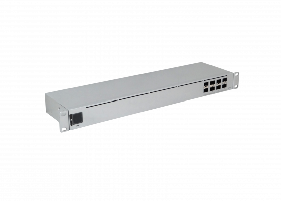 USW-AGGREGATION Switch UBIQUITI UniFi de 8 Puertos SFP+ 10G, 160Gbps, Administrable Capa 2, Montaje en Rack 1U, 100-240VAC.