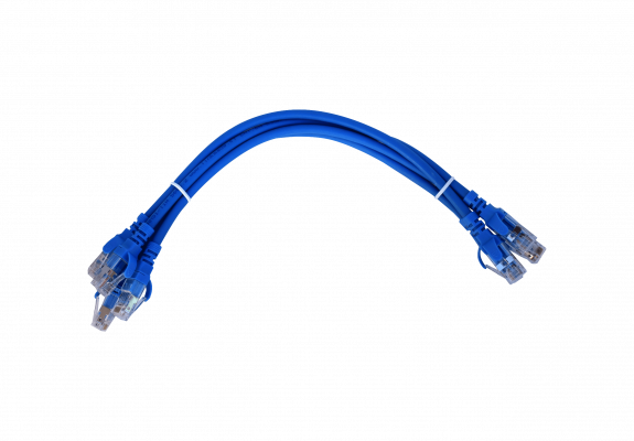 C6AA-03-4 LINKMADE Pack de 4 Cables de Red de 0,3m Cat6a U/FTP Azul LSZH para Conexión Multifunción 4x30cm