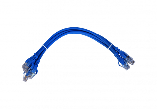 C6AA-03-4 LINKMADE Pack de 4 Cables de Red de 0,3m Cat6a U/FTP Azul LSZH para Conexión Multifunción 4x30cm
