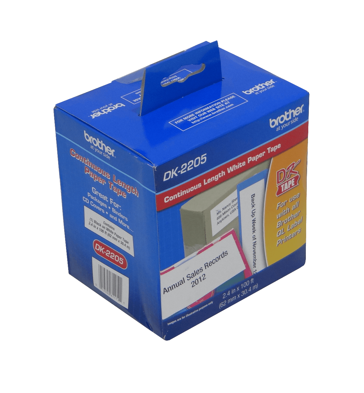 DK2205 BROTHER 62mm 30,4 metros Negro sobre Blanco Papel-Continuo Autoadhesivo para QL
