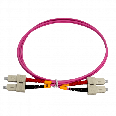 JF4CC1 Cable de Fibra Óptica Multimodo OM4 Duplex SC-SC, 1 metro, cubierta LSZH, 50/125µm, diámetro 3mm