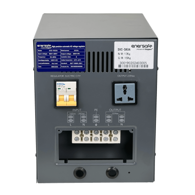 AVR5000. ENERSAFE Estabilizador Voltaje 5KVA 4500W 0,9 164-260VAC Bornes Monofásico