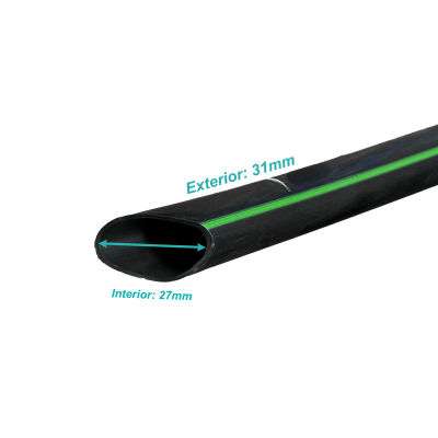 PLAN-3 Fleje Plano 32mm-exterior 1,9mm Bobina 100m Negro HDPE Polietileno Reciclado