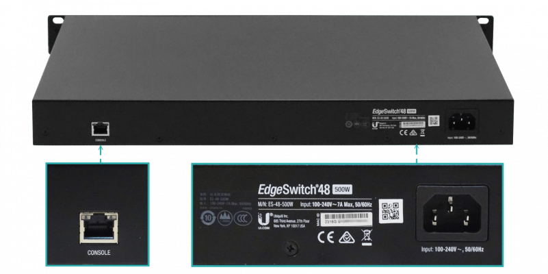 ES48-500W-LIQ DE SEGUNDA MANO UBIQUITI 400W 48-1000-PoE-af/at Consola 2-SFP 2-SFP+10G Gestión-L3