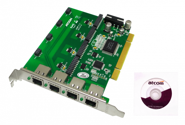 AX400P ATCOM PCI 4X 4-RJ11 REQ-AX110 3.3/5V 32BIT PLACA ASTERISK