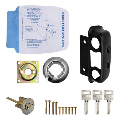 LOCK-CS FERRETOOLS Cerradura de superficie horizontal con tambor de 55mm y 5 pines, incluye 3 llaves
