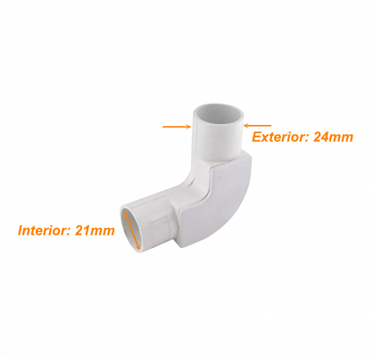 PVC20-CT LINKCHIP Cubierta acodada con tapa para conducto de PVC blanco de 20mm
