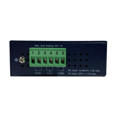 ISW-621TF PLANET 4-Puertos-100 2-Ranuras-SFP-100 Conmutador Industrial no-Gestionable Carril-DIN 12-48VDC/24