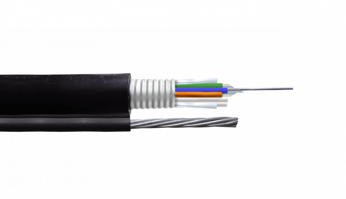 CF3812 OM3 Cable de 12 Fibras Multimodo de 1 metro Figura 8 Negro para Exteriores con Portante de 7x1mm 3 tubos