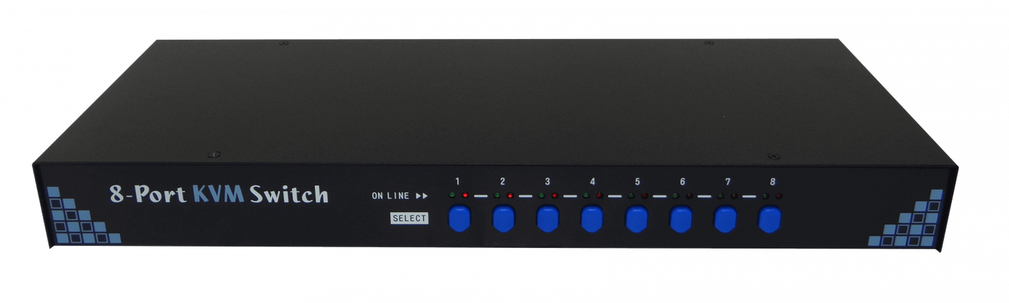 EKV-1880. Conmutador KVM MINITAR para rack de 8 PC con PS2, sin USB, requiere cables DKVM-CB PS/2