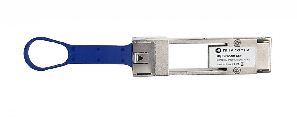 XQ+CM0000-XS+ MIKROTIK Adaptador conversor de puerto QSFP28 a SFP28/SFP compatible con velocidades 1G/10G/25G