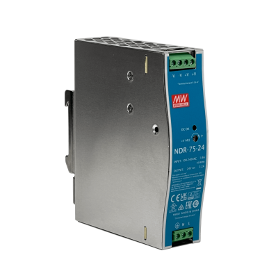 NDR-75-24 MEANWELL 24VDC 76W 3,2A Rango ajustable/24-28V Ancho-33mm Carril-DIN Fuente de Alimentación