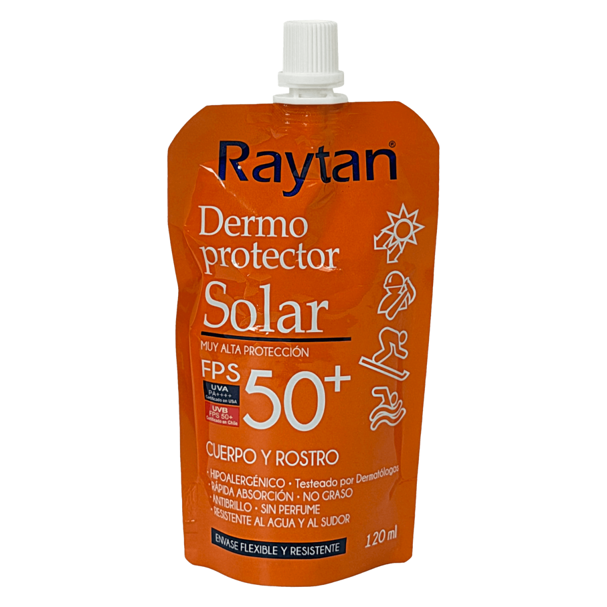 PROTEC-SOL-120. RAYTAN Bloqueador Solar 120ml FPS 50+ Espectro UVA/UVB Fórmula Profesional