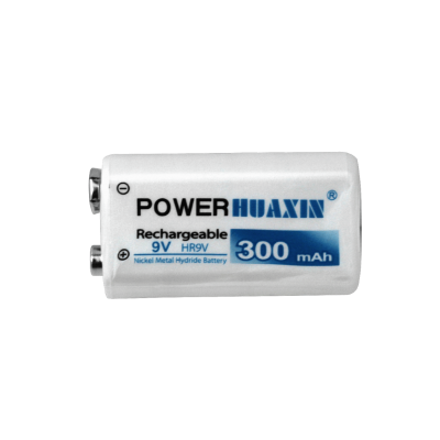 9V-300 HUAXIN Batería recargable de 9 voltios Capacidad 300 miliamperios-hora Tecnología Níquel-Metal Hidruro Modelo HR9V