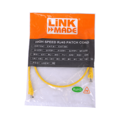 CP6M-10L LINKMADE 1MT CAT6 AMARILLO LSZH LATIGUILLO MOLDEADO MULTIHILO