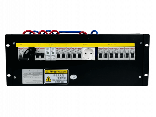 PD-AC63-32DC 63A 1-Fase Sistema de Transferencia Manual 5-salidas-AC 1-SchukO 7-salidas-DC Bastidor 4U