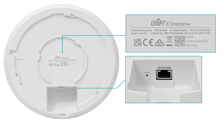 U6-ENTERPRISE UBIQUITI Doble banda 4x4 WiFi 6E Puertos 1-2500 y 10Gbps Frecuencias 2,4/5/6GHz Antenas 6/5/3dBi Alimentación PoE 48V/22W requerida