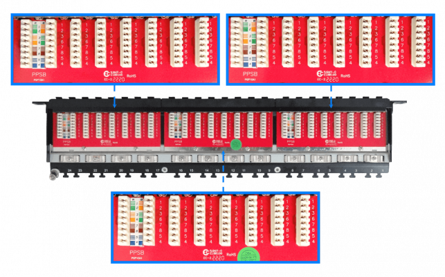 PP6A24-05U LINKMADE 0,5U 24-Puertos RJ45 Cat6A F/UTP S/FTP Panel de Conexión Apantallado