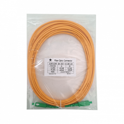 JFSAA8X Cable de Fibra Óptica Simplex Monomodo SM SC/APC a SC/APC de 8 metros, 3.0mm, 9/125µm