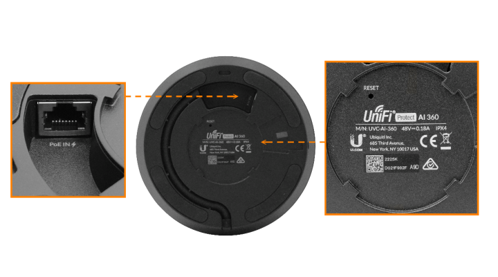 UVC-AI-360 UBIQUITI Negra 360ºPTZ 5MP 1920x1920 IR 1-1000 req-PoE-af IPX4 IK08