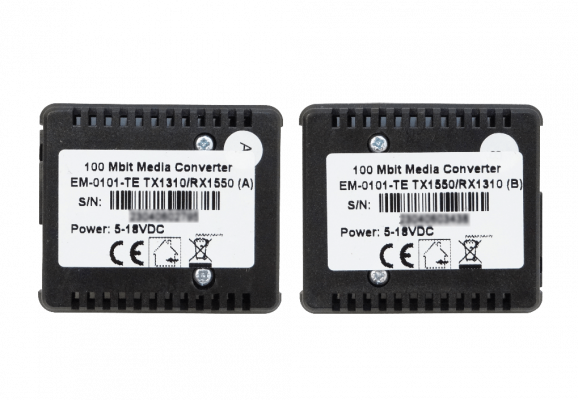 EM-0101-TE EUROLAN Juego Convertidor WDM Compacto Fibra Monomodo 1 SC 1310/1550nm Alcance 20KM 100Mbps