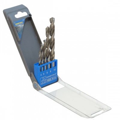 BROCAS-METAL Juego de Brocas para Acero 4x75mm 5x87mm 6x93mm 8x117mm 10x132mm Pack-5piezas F3169