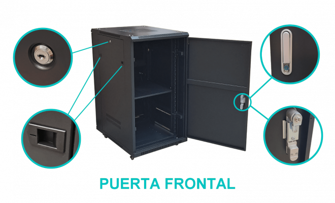 RK22-8LF Rack 22U Ciego Fondo-80cm Ancho-19pulg Piso Ruedas Bandeja PDU