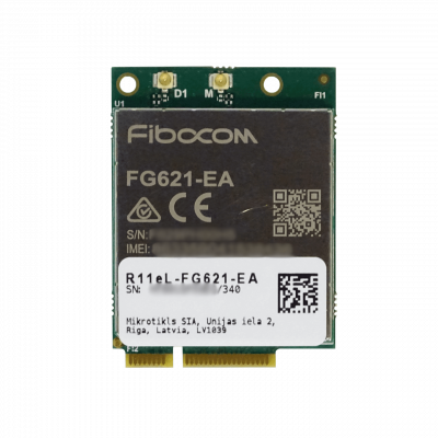 R11EL-FG621-EA MIKROTIK 2-U.FL LTE6-1/3/5/7/8/20/28/38/40/41 3G-R8 Tarjeta MiniPCIe 300mbps