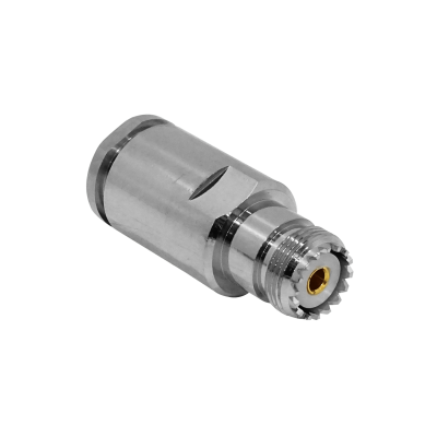 UH6C. Conector hembra UHF tipo PL259 para cable LMR600, de fijación atornillable y soldable, modelo CA600.