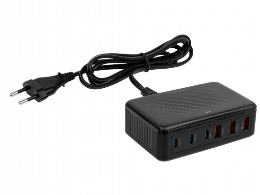 CARGA-100W Estacion de Carga 100W 3-USB-AH 5VDC 3-USB-CH 5-12VDC 100-240VAC