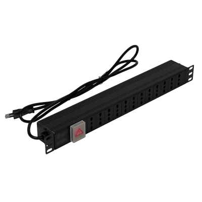 RG12CH LINKMADE Unidad de Distribución Eléctrica 12 Tomas Hembra Suiza 10A 1U Rack con Interruptor Piloto y Enchufe Macho Suizo